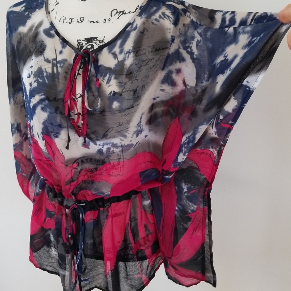 Charlotte Russe Sheer Tie Dye Floral Top